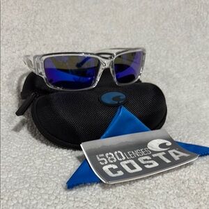 Costa Clear Frame Sunglasses with Blue Lenses